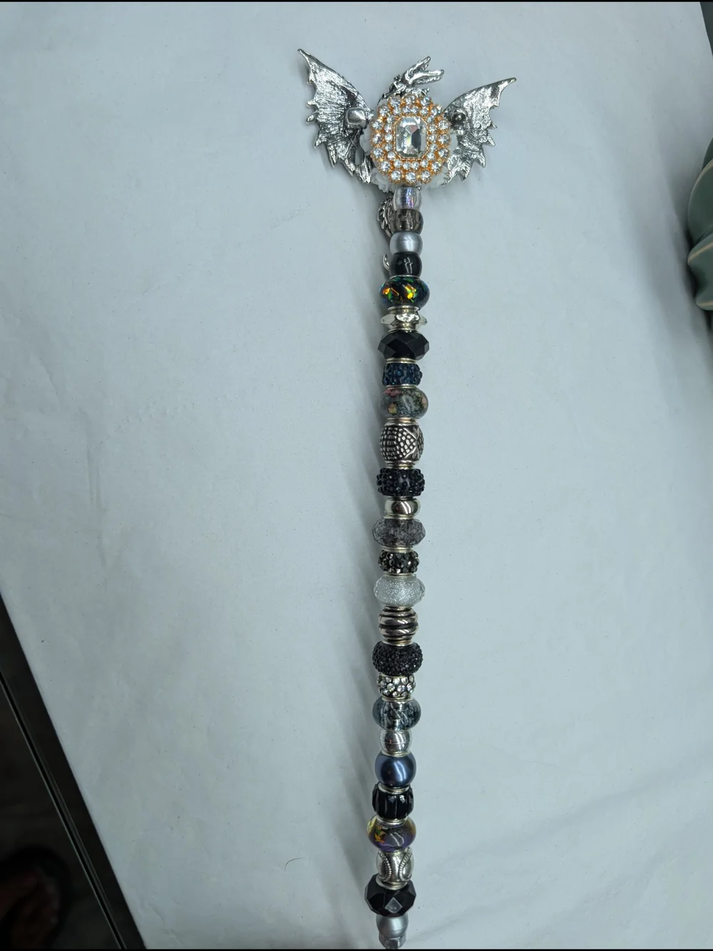 Hand Made Fairy Wand/Plant/Garden Stake W/Metal Dragon Topper